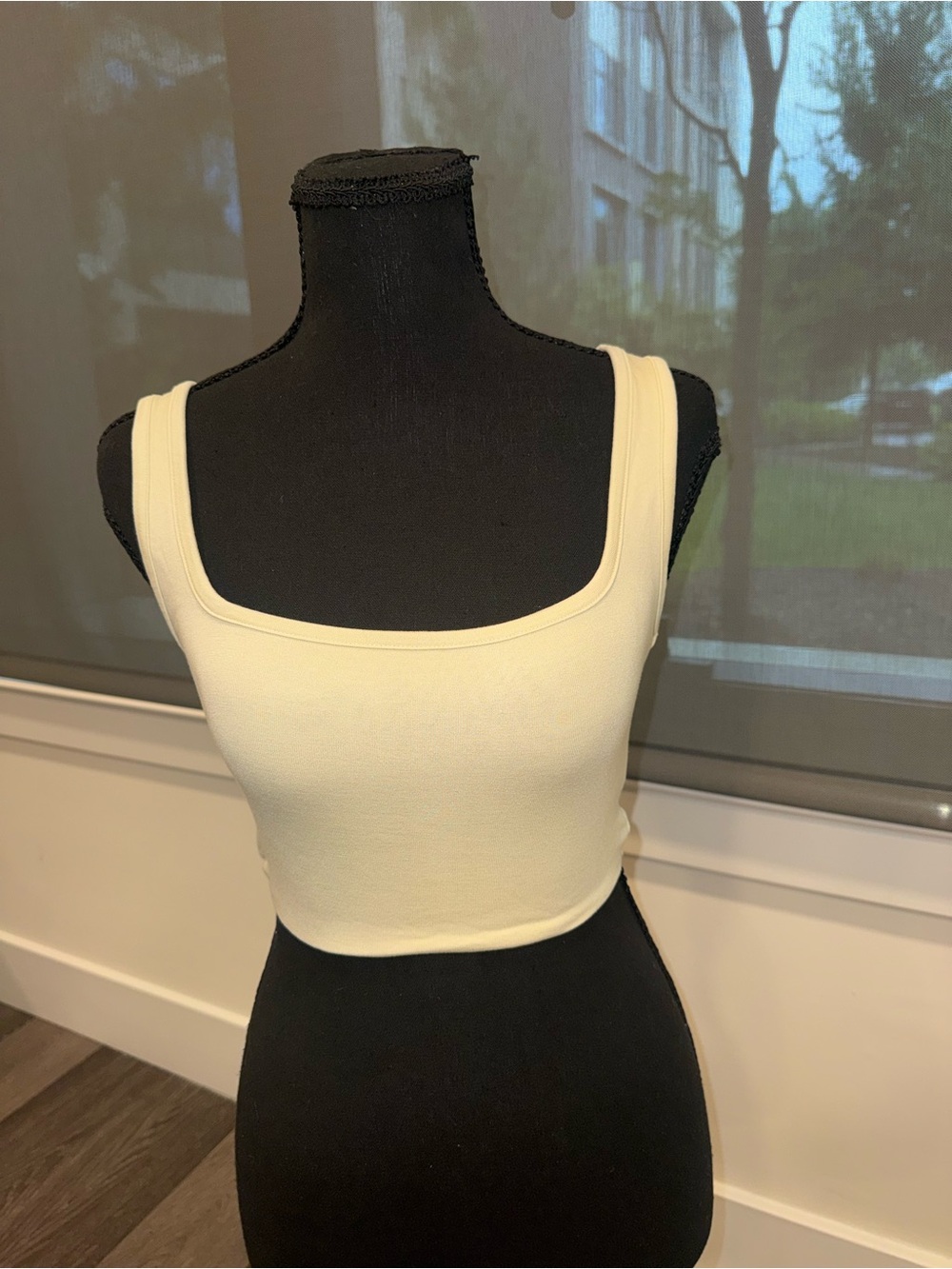 Oh Polly Cream Square Neck Cropped Tank Top